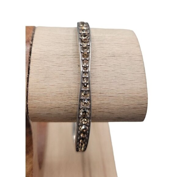 Brighton Orange Crystal Wave Bangle Bracelet Silver Tone 7.5" Vintage - Picture 6 of 13